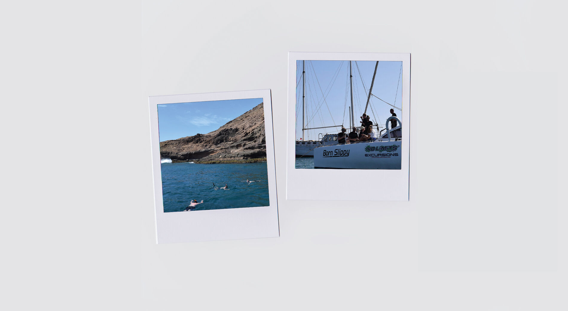 Collage aus zwei Polaroids mit Eindrücken vom PMT-Team-Kick-off auf den Kapverden